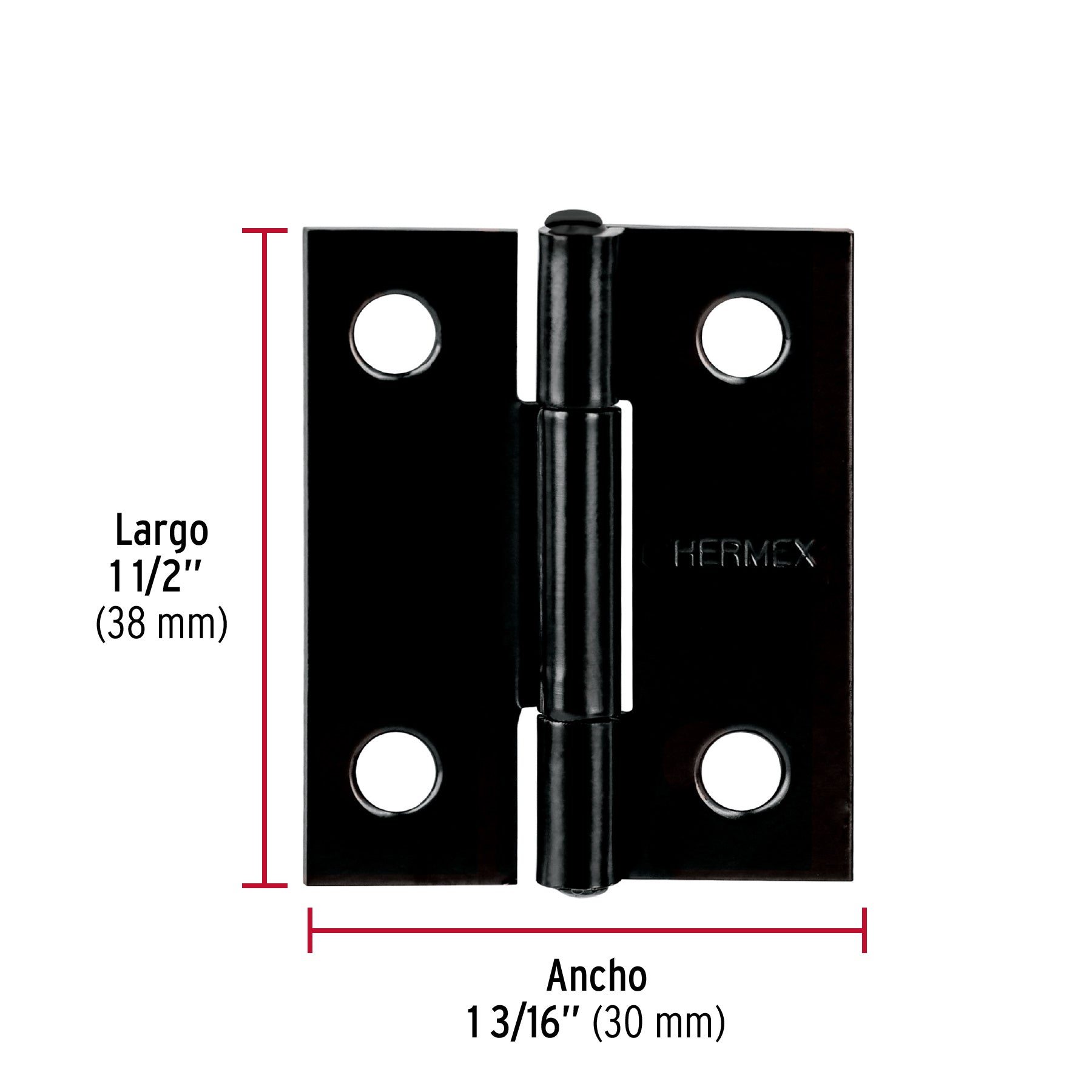 Bisagra rectangular 1-1/2' negra, Hermex BR-156 45633 MM0