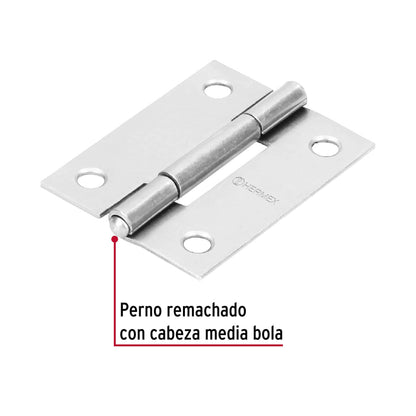 Bisagra rectangular 2' acero pulido, Hermex BR-200 43187 MM0