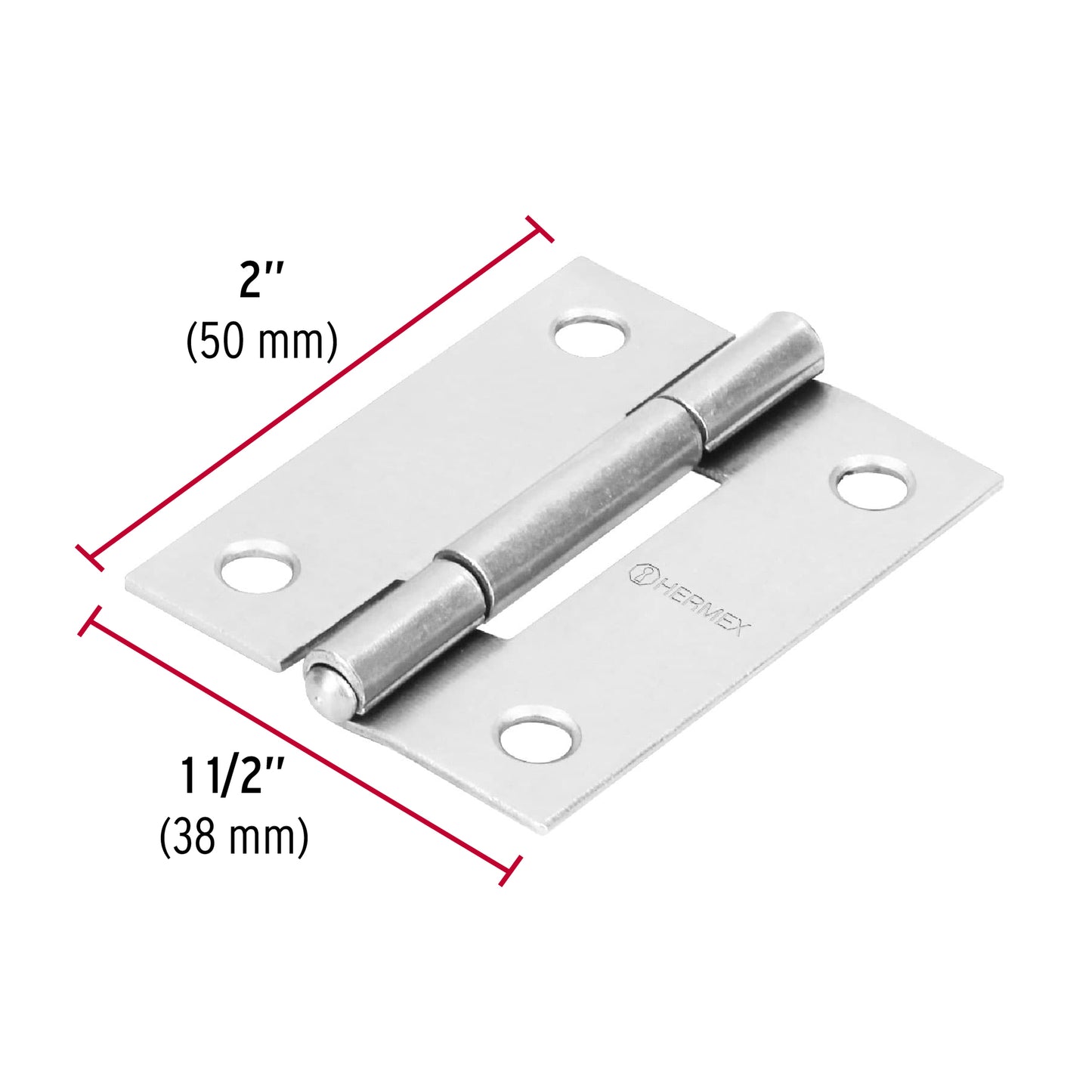 Bisagra rectangular 2' acero pulido, Hermex BR-200 43187 MM0