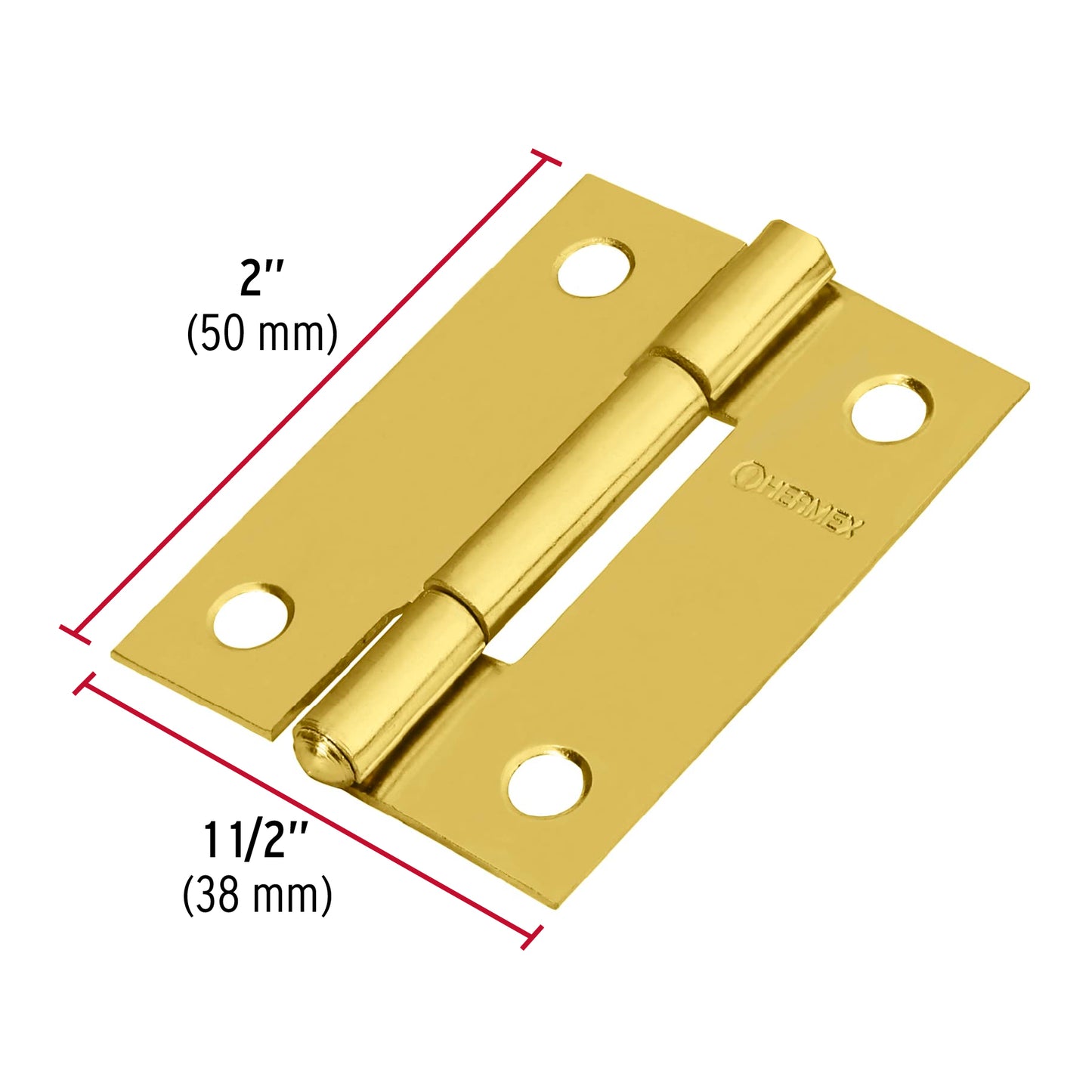 Bisagra rectangular 2' acero latonado, Hermex BR-201 43194 MM0