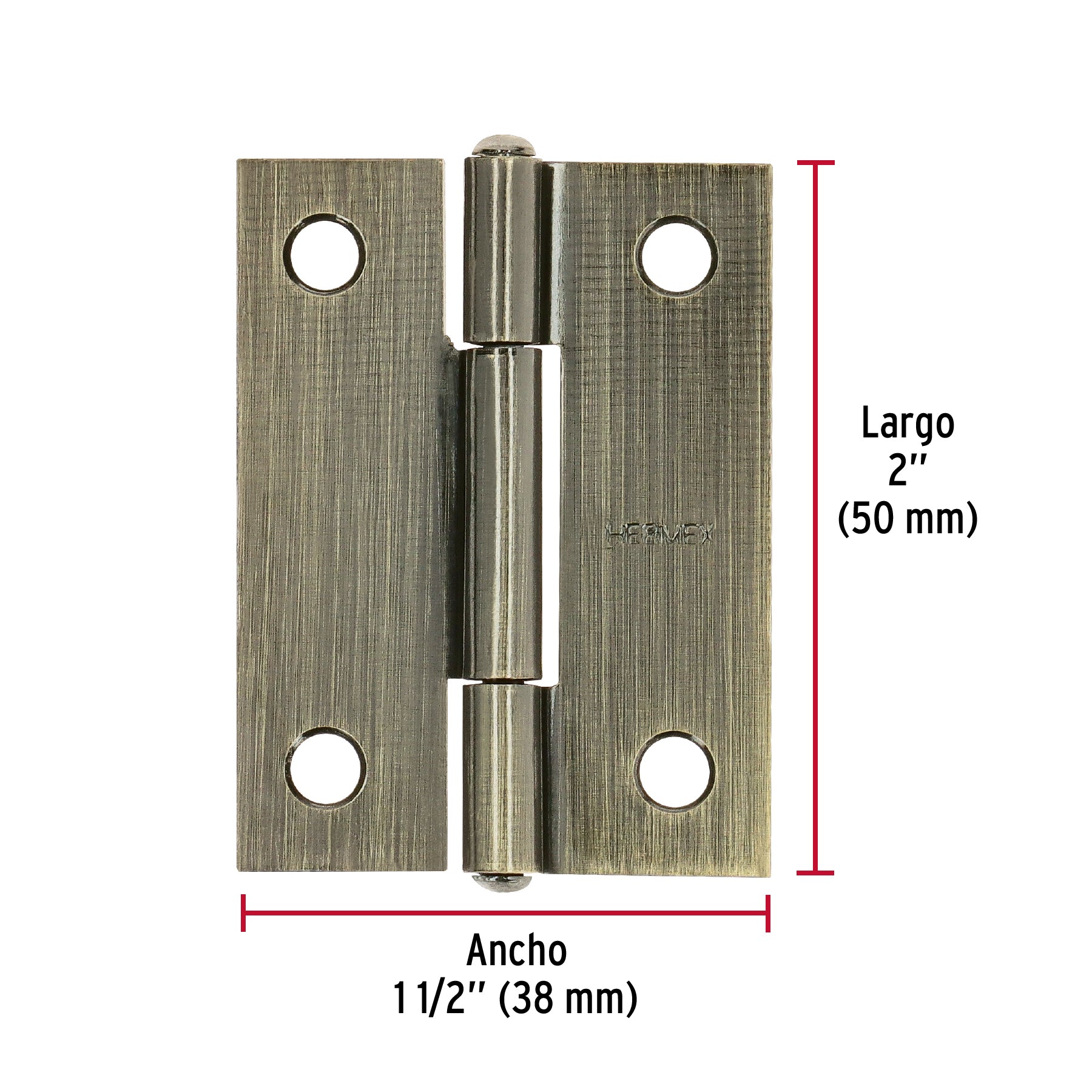 Bisagra rectangular 2' latón antiguo, Hermex BR-202 46911 MM00