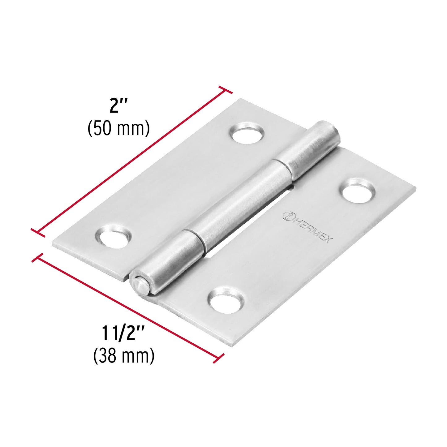 Bisagra rectangular 2' acero inoxidable, Hermex BR-204 43201 MM0