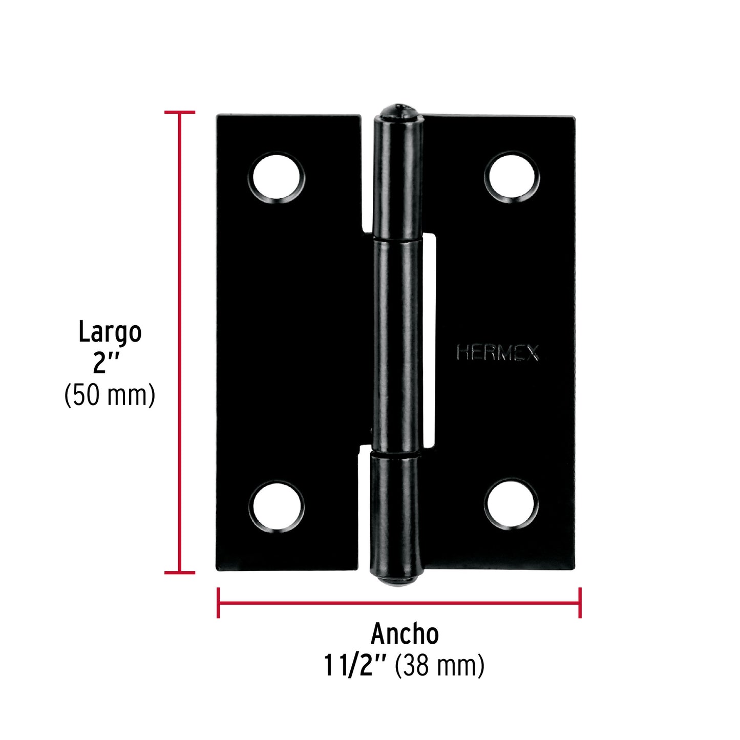 Bisagra rectangular 2' negra, Hermex BR-206 45634 MM0