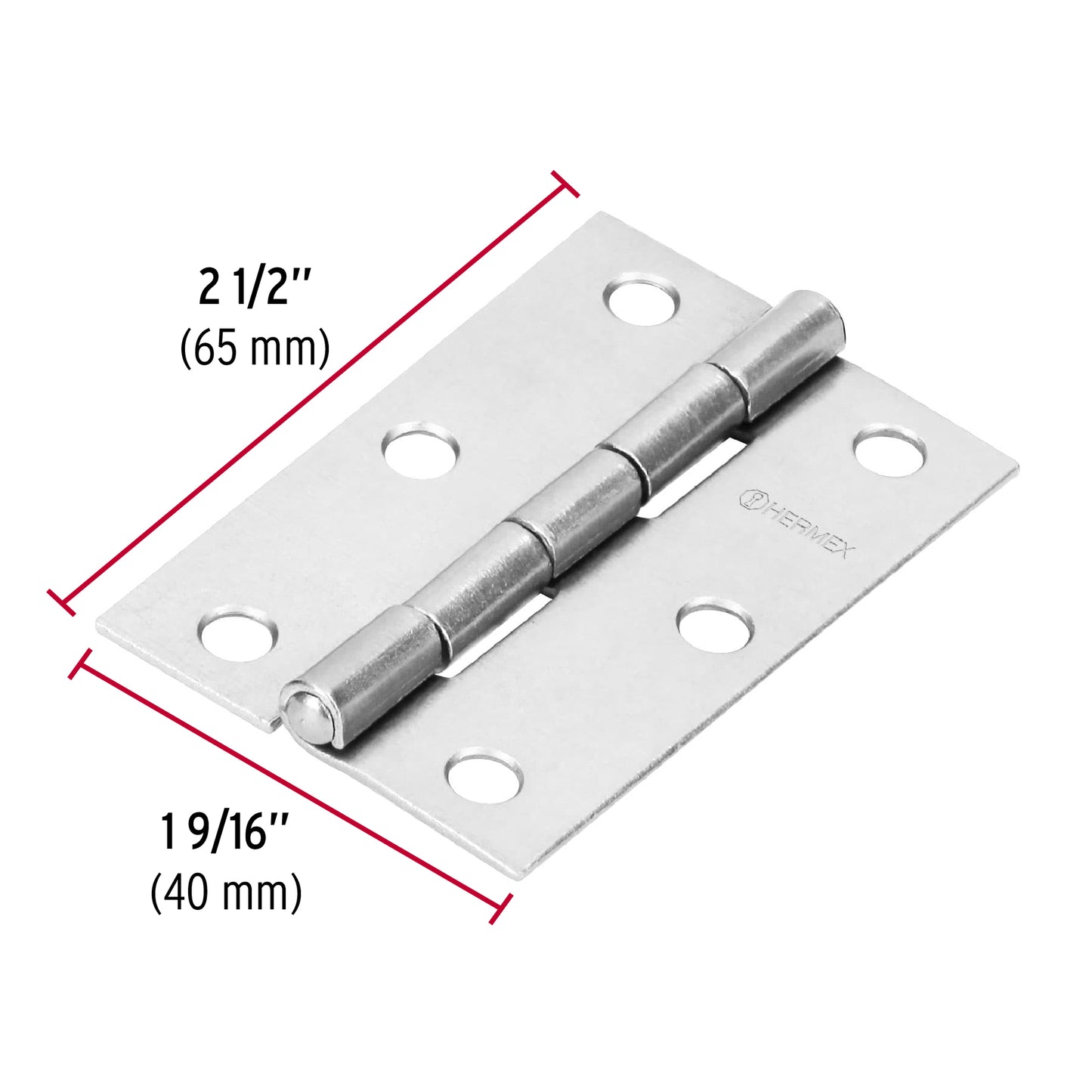 Bisagra rectangular 2-1/2' acero pulido, Hermex BR-250 43188 MM0