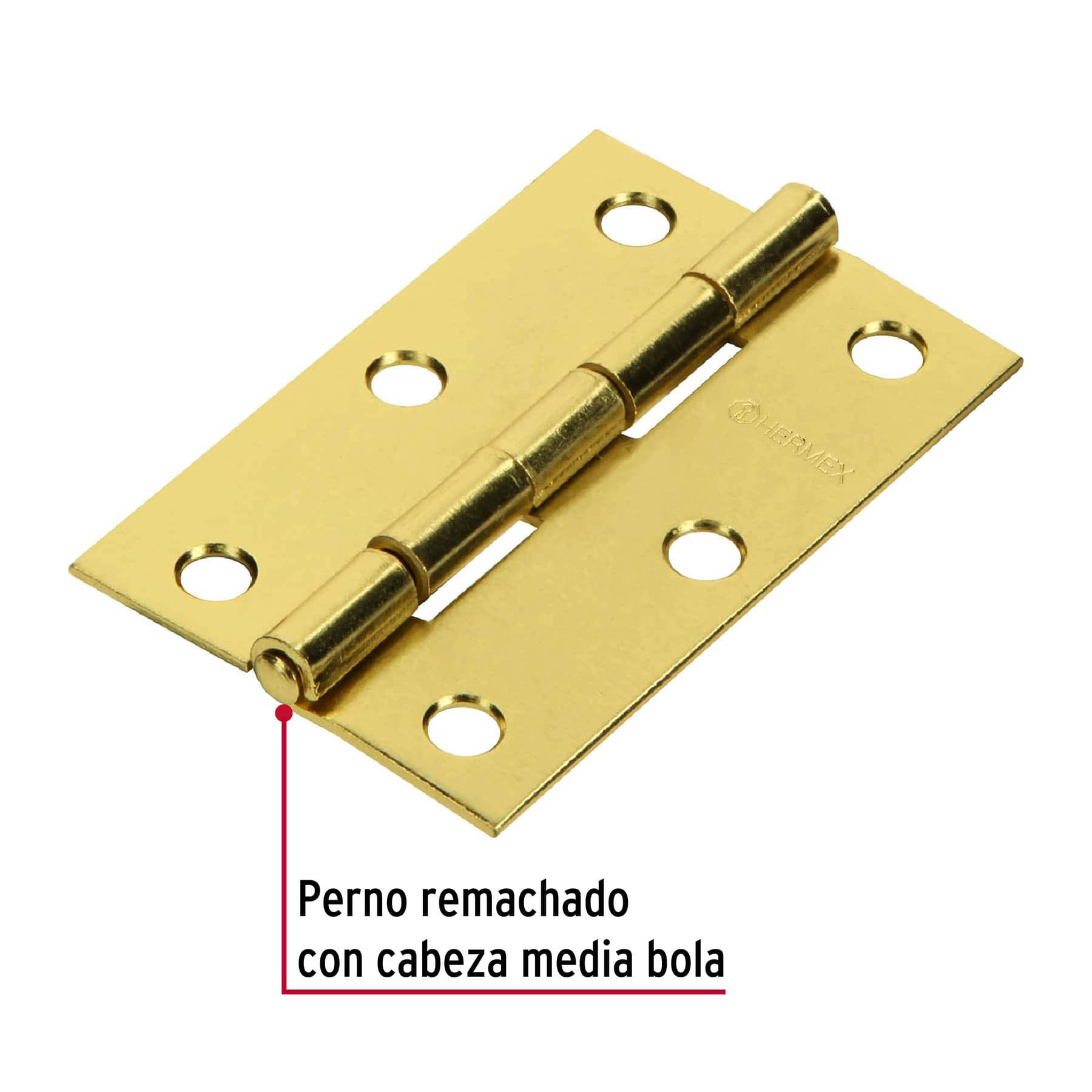 Bisagra rectangular 2-1/2' acero latonado, Hermex BR-251 43195 MM0