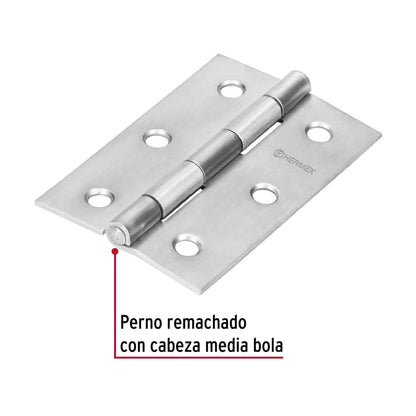 Bisagra rectangular 2-1/2' acero inoxidable, Hermex BR-254 43202 MM0