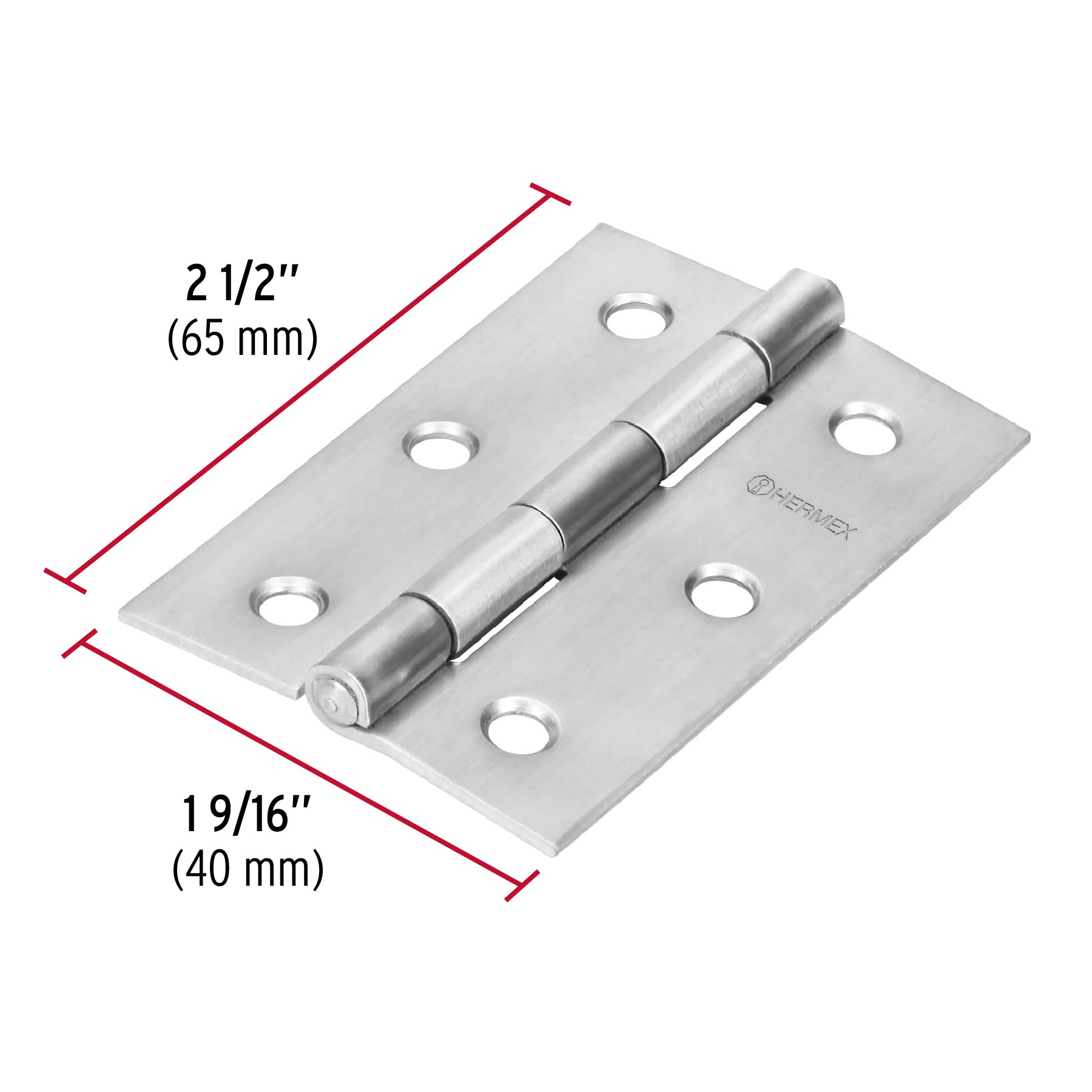 Bisagra rectangular 2-1/2' acero inoxidable, Hermex BR-254 43202 MM0