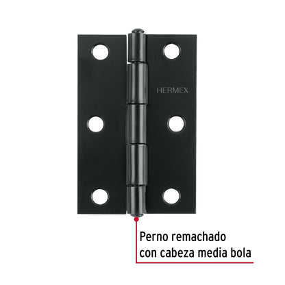 Bisagra rectangular 2-1/2' negra, Hermex BR-256 45635 MM0