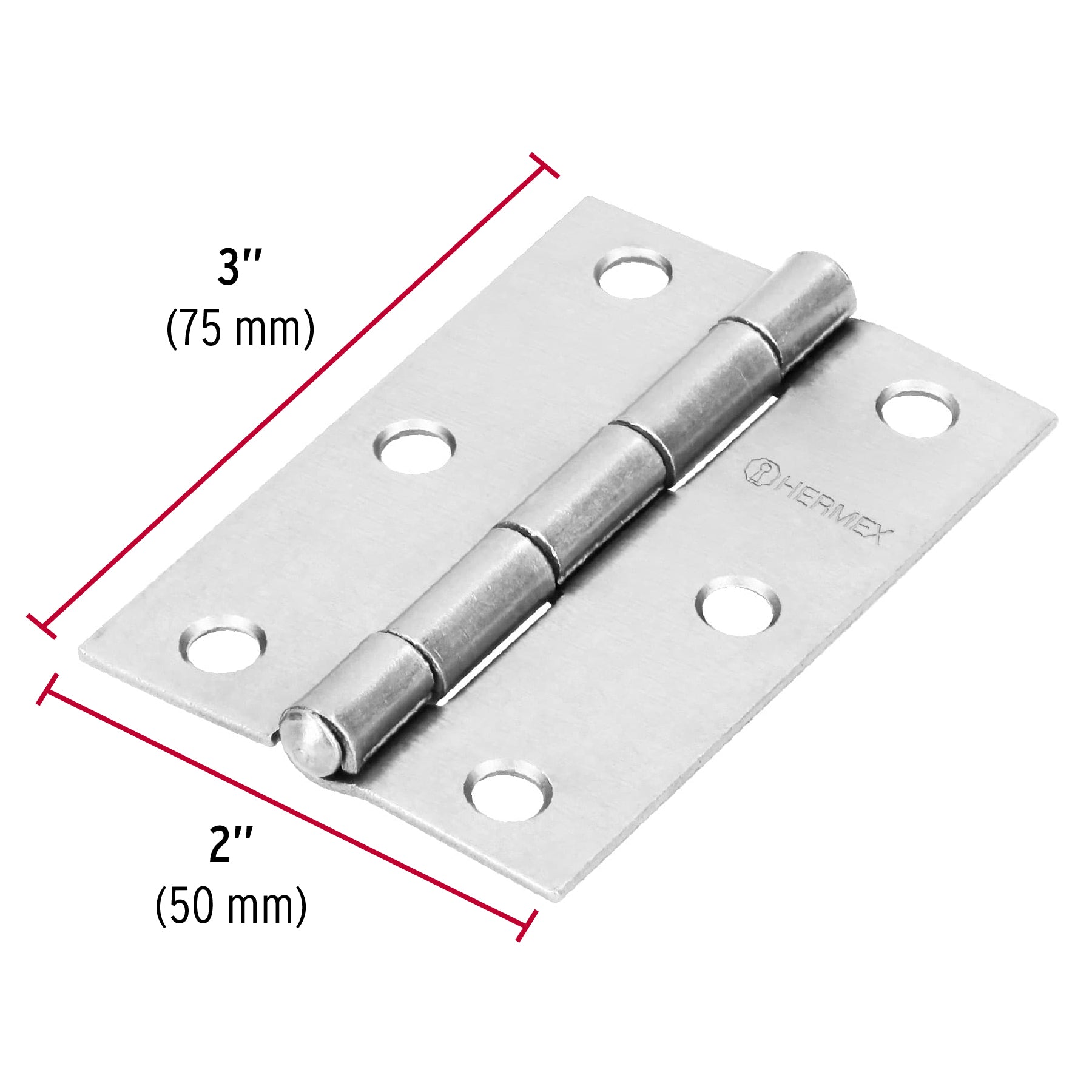 Bisagra rectangular 3' acero pulido, Hermex BR-300 43189 MM0