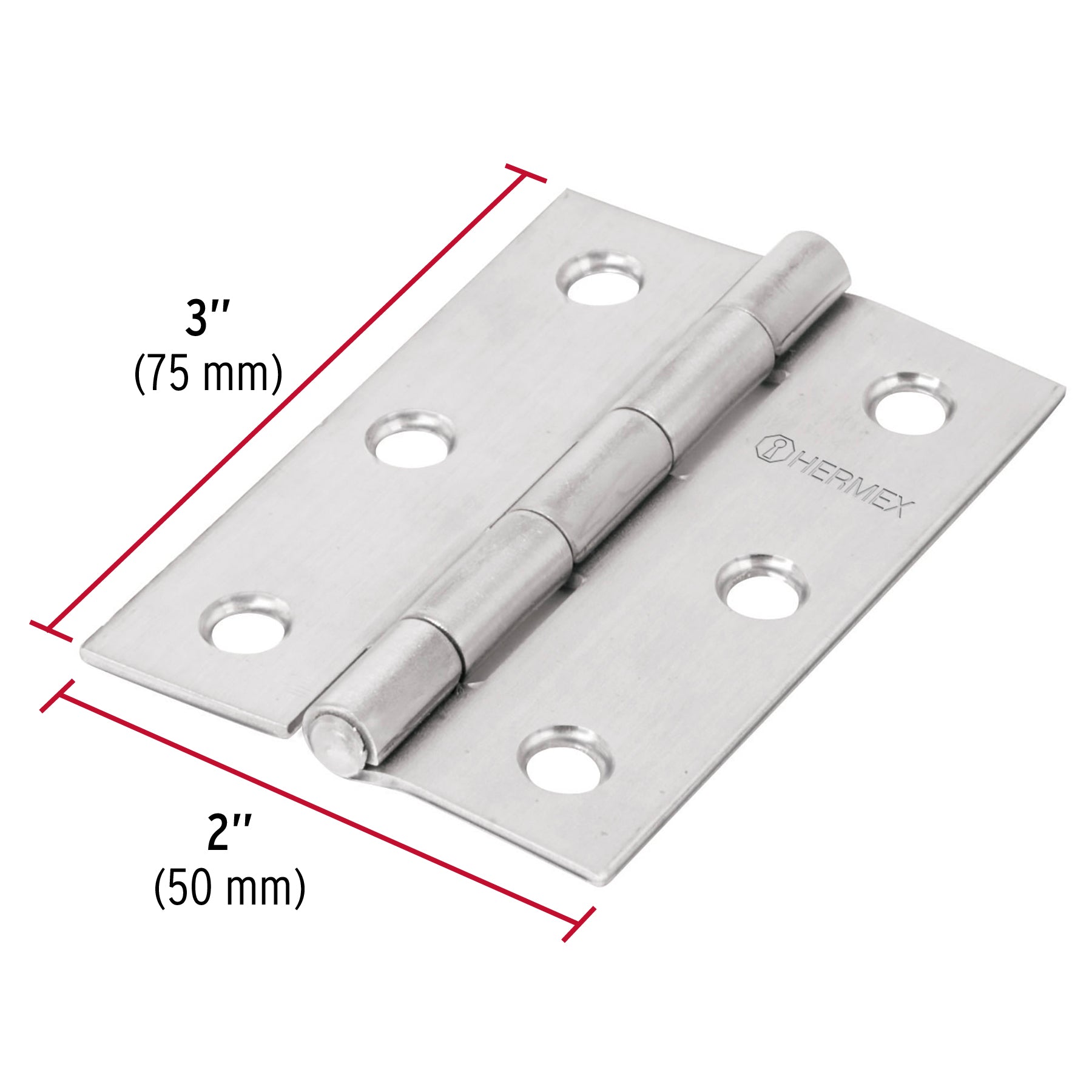 Bisagra rectangular 3' acero inoxidable, Hermex BR-304 43203 MM0