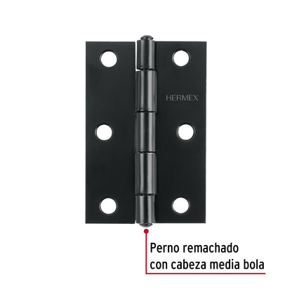 Bisagra rectangular 3' negra, Hermex BR-306 45636 MM0