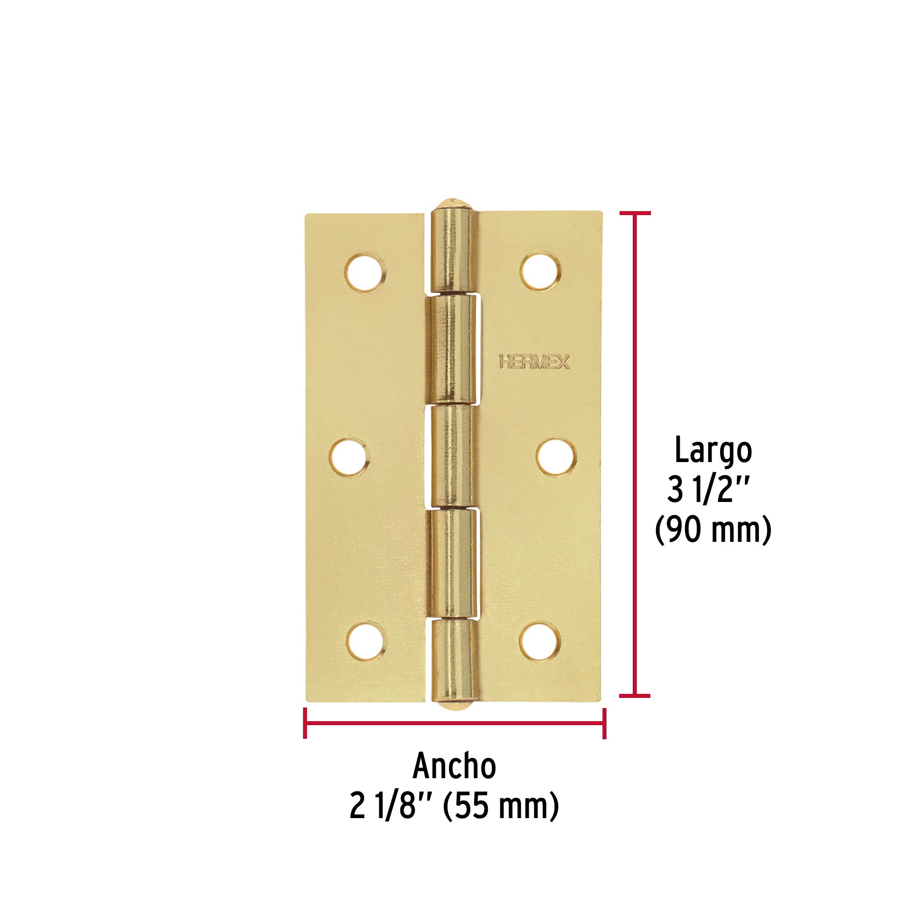 Bolsa con 2 bisagras rectangulares 3-1/2', acero latonado BR-351B 45689 MM00