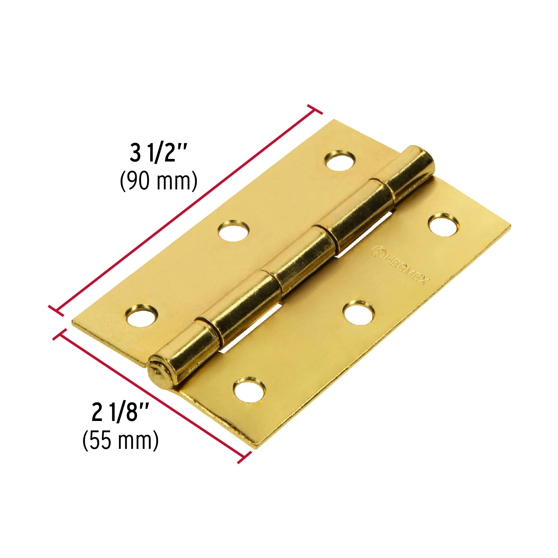 Bisagra rectangular 3-1/2' acero latonado, Hermex BR-351 43197 MM0