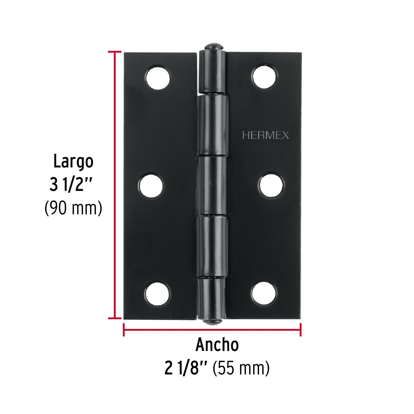 Bisagra rectangular 3-1/2' negra, Hermex BR-356 45637 MM0