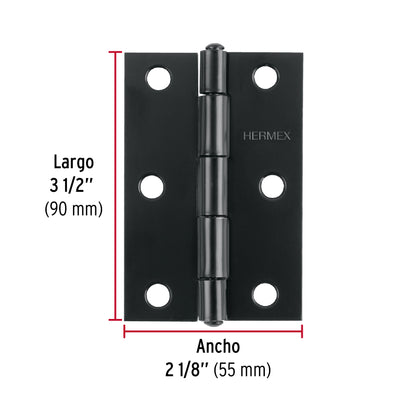 Bisagra rectangular 3-1/2' negra, Hermex BR-356 45637 MM0