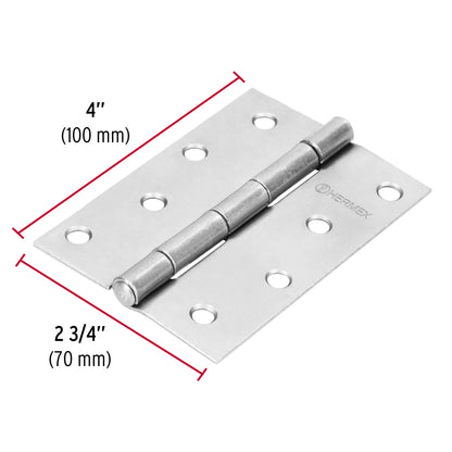 Bisagra rectangular 4' acero pulido, Hermex BR-400 43191 MM0