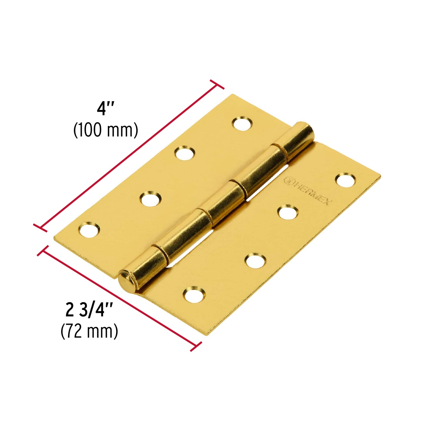 Bisagra rectangular 4' acero latonado, Hermex BR-401 43198 MM0