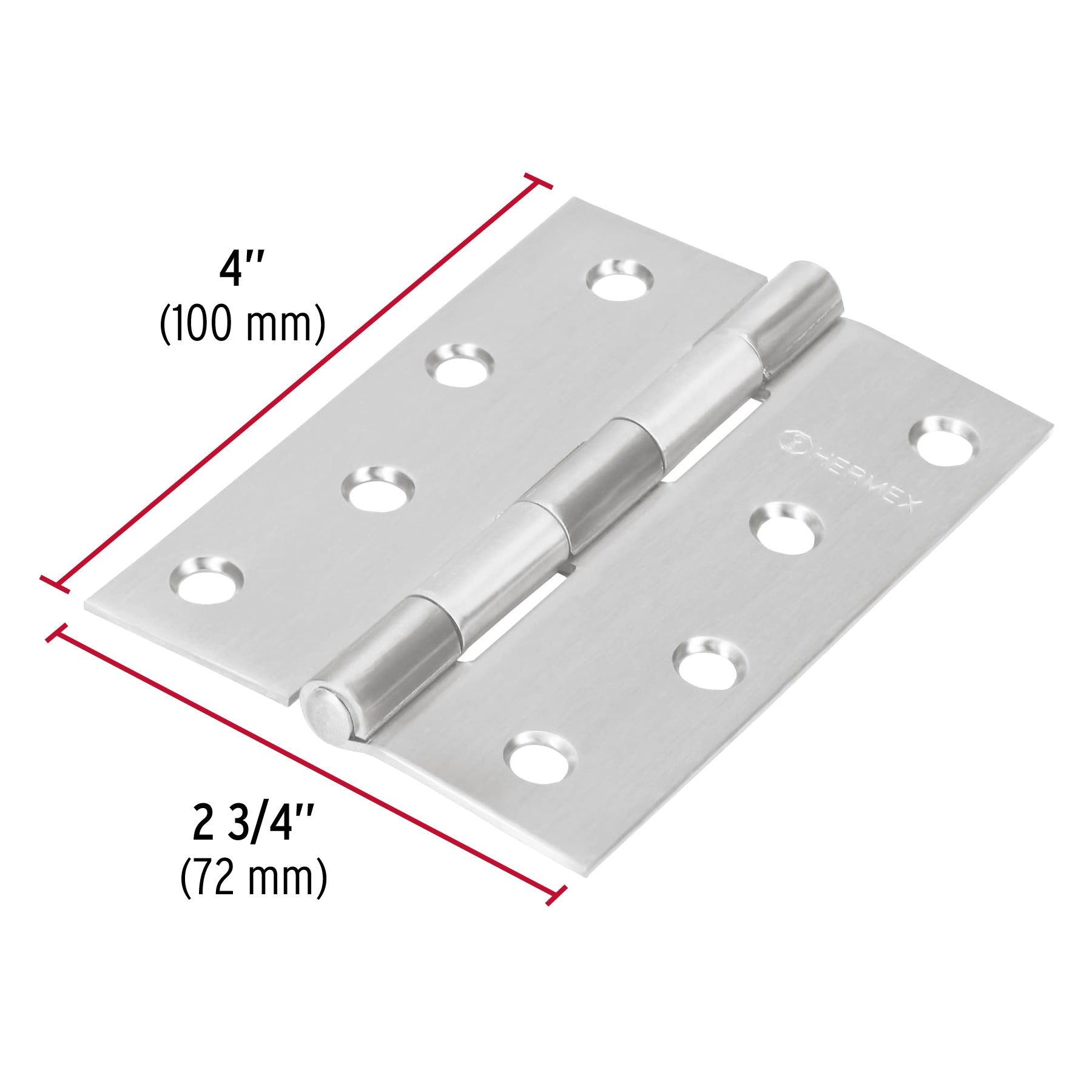 Bisagra rectangular 4' acero inoxidable, Hermex BR-404 43205 MM0