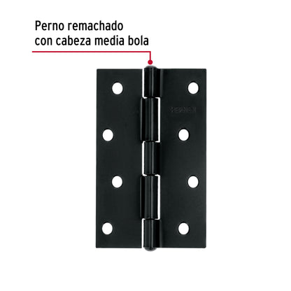 Bisagra rectangular 4' negra, Hermex BR-406 45638 MM0