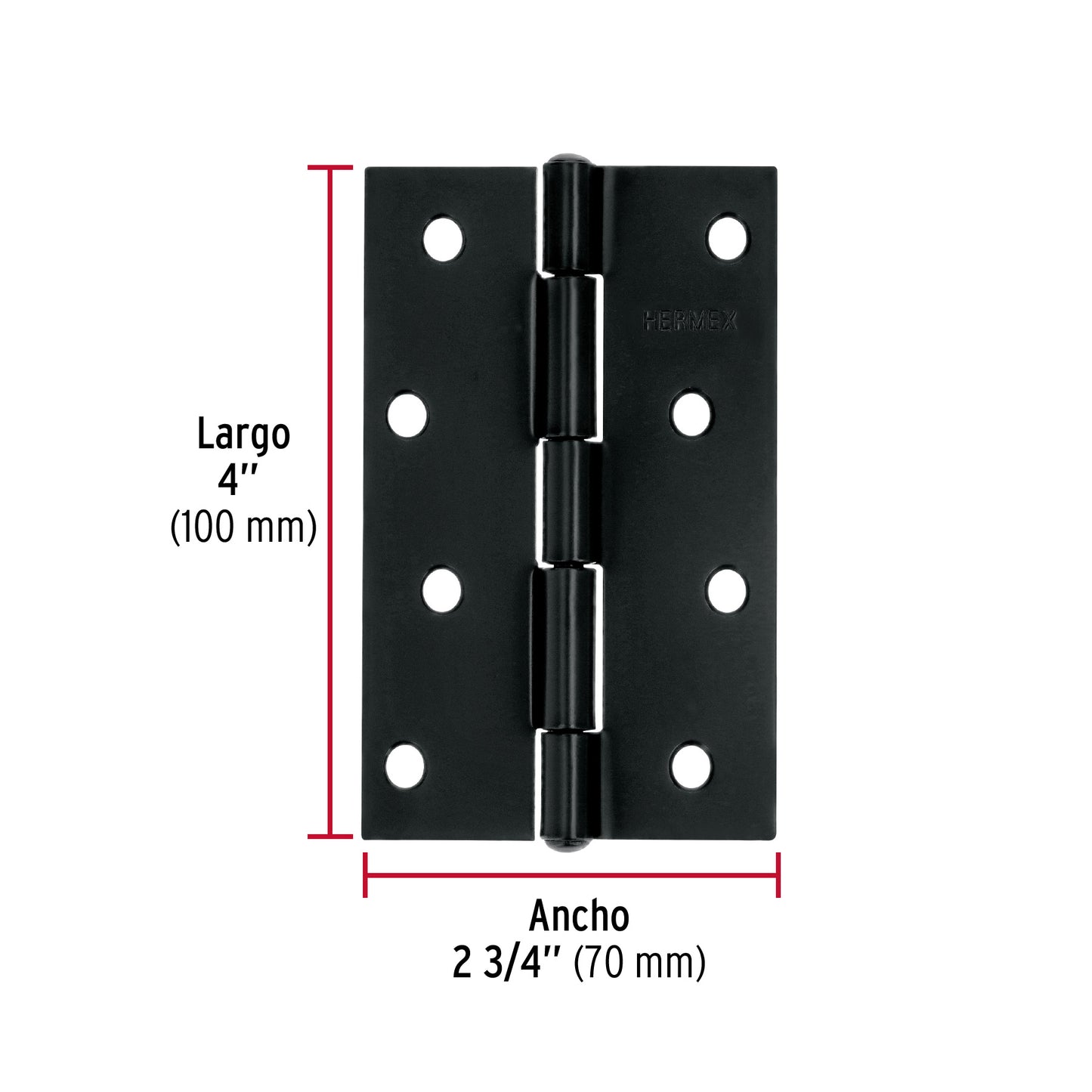 Bisagra rectangular 4' negra, Hermex BR-406 45638 MM0