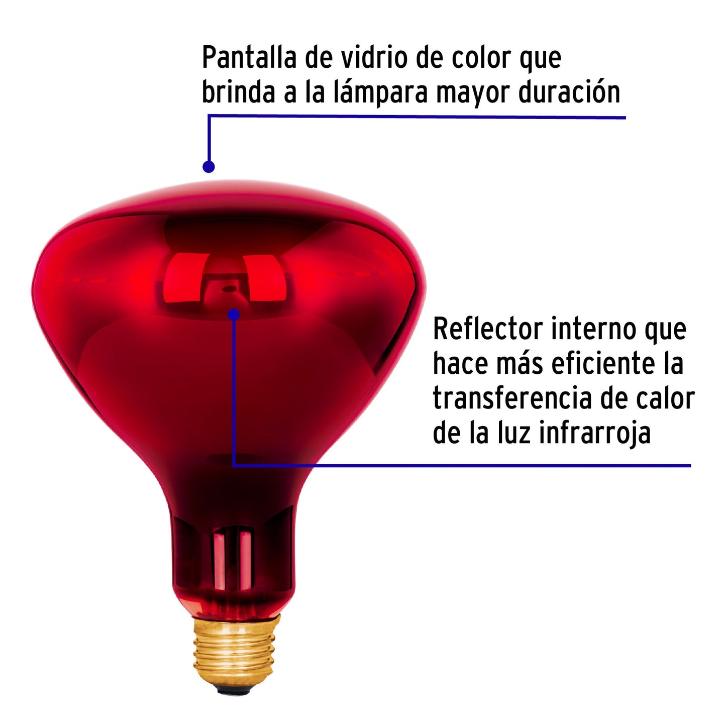 Lámpara incandescente de calor, BR40 270 Watts, rojo BR-40I 48324 MM00