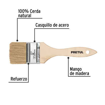 Brocha uso general de 2' con mango de madera, Pretul BRE-2 24473 MM00