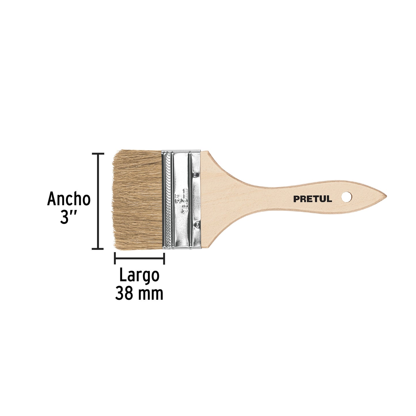 Brocha uso general de 3' con mango de madera, Pretul BRE-3 24475 MM00