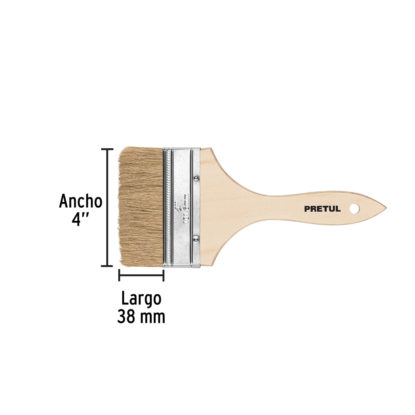 Brocha uso general de 4' con mango de madera, Pretul BRE-4 24476 MM00