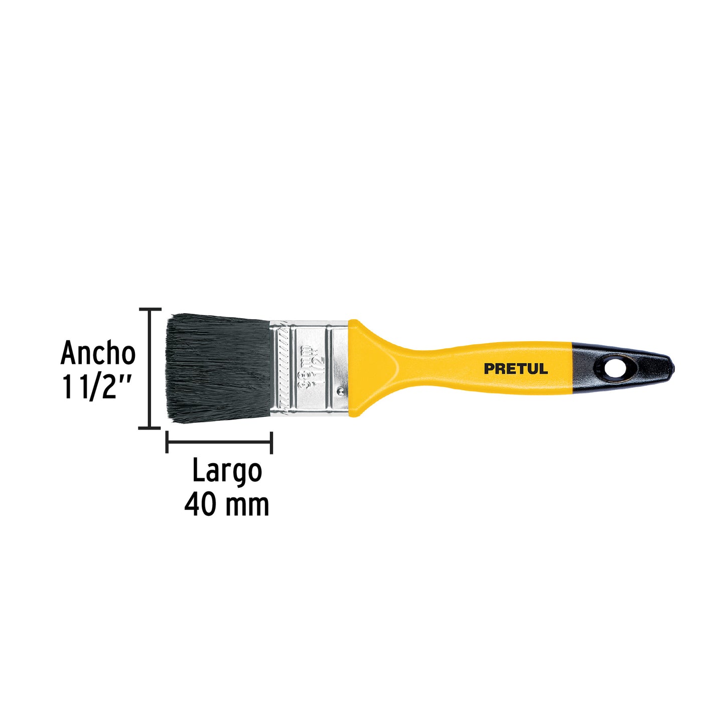 Brocha uso general de 1-1/2' con mango de plástico, Pretul BRP-1-1/2 21525 MM00