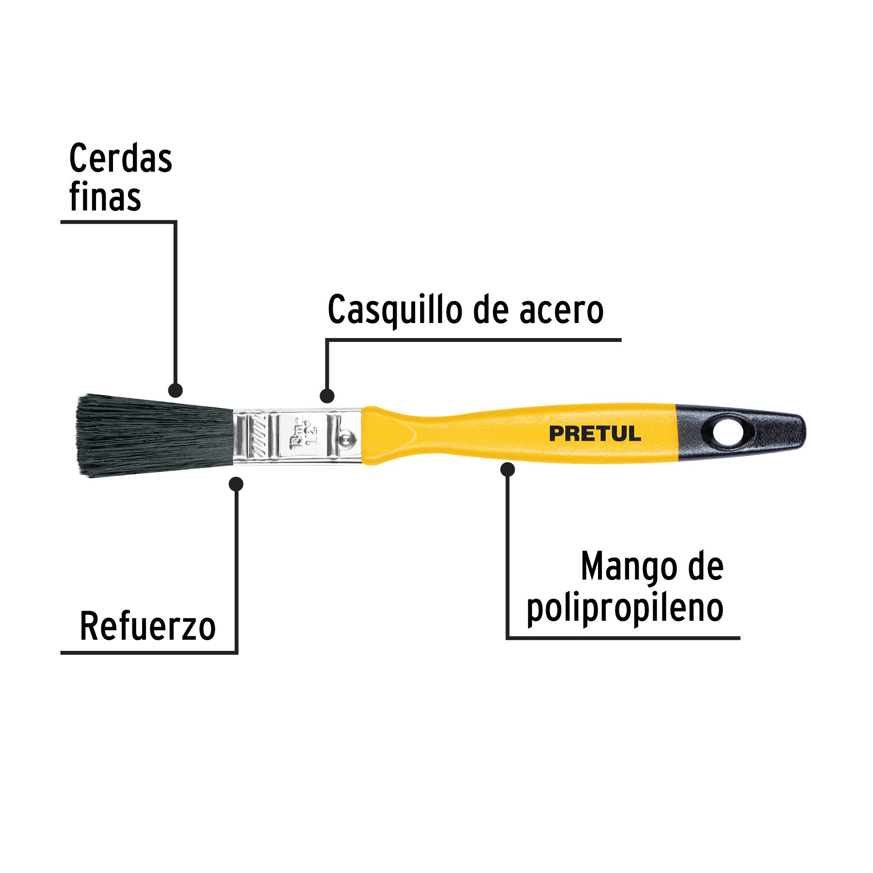 Brocha uso general de 1/2' con mango de plástico, Pretul BRP-1/2 21532 MM00