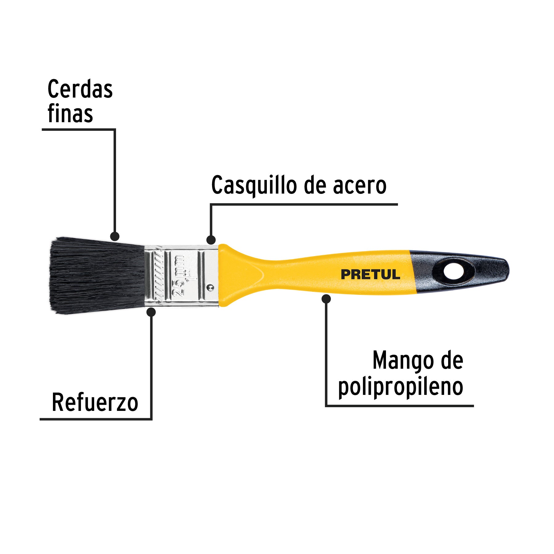 Brocha uso general de 1' con mango de plástico, Pretul BRP-1 21524 MM00