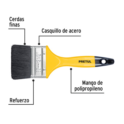 Brocha uso general de 2-1/2' con mango de plástico, Pretul BRP-2-1/2 21527 MM00