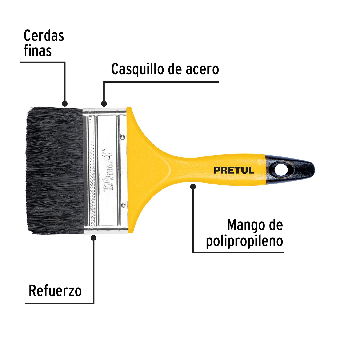 Brocha uso general de 4' con mango de plástico, Pretul BRP-4 21529 MM00