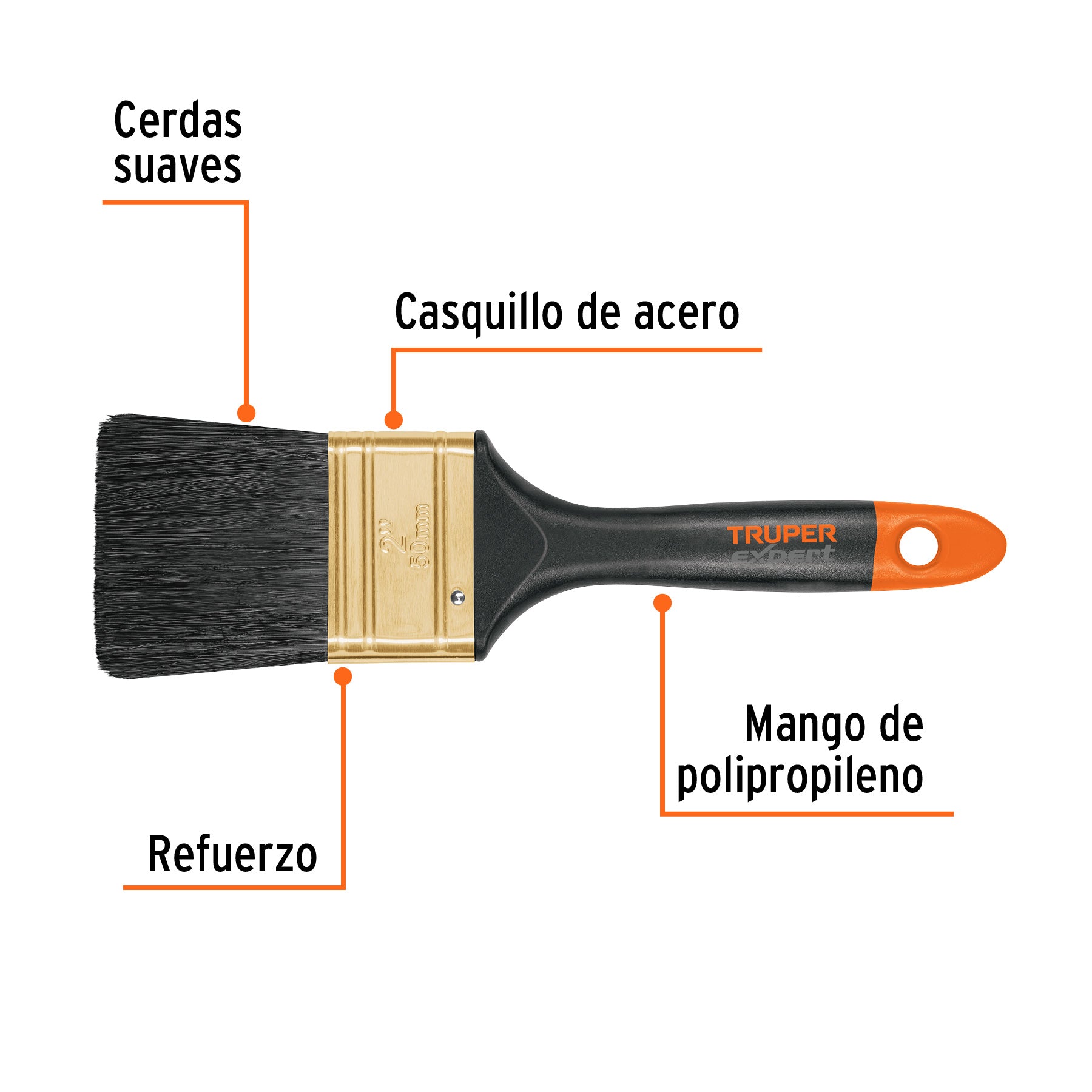 Brocha profesional de 2' mango de plástico, Truper Expert BRT-2X 17862 MM00