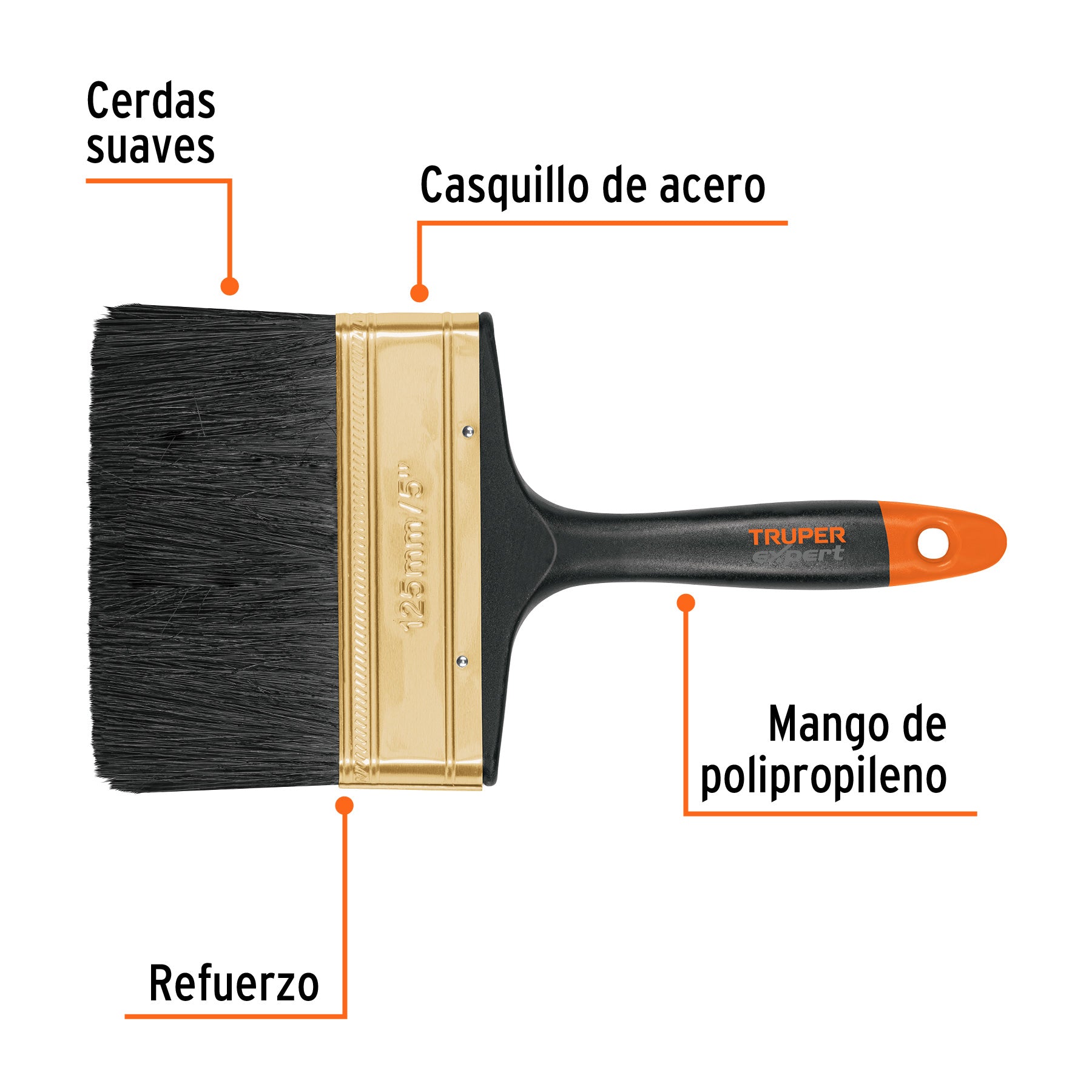 Brocha profesional de 5' mango de plástico, Truper Expert BRT-5X 17866 MM00