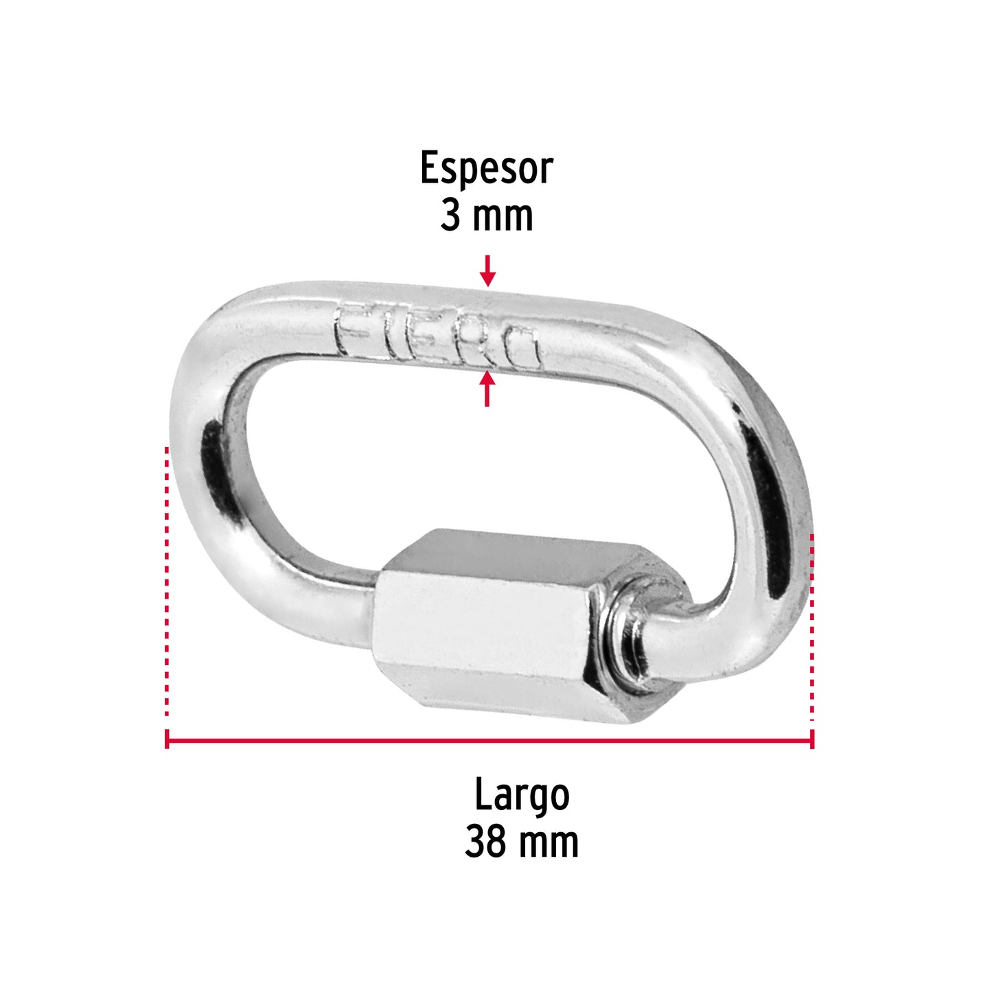 Bandola de acero de 1/8' con seguro, Fiero BSE-1/8 44020 MM00