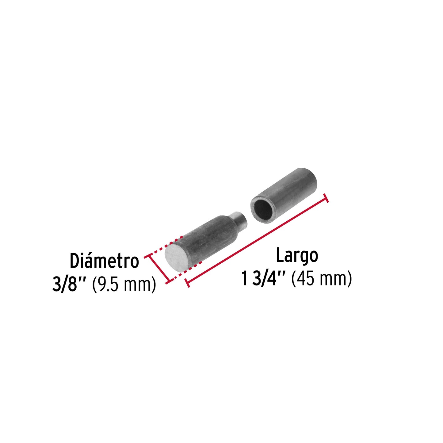 Bisagra tubular soldable de 3/8', Hermex BSO-3/8 44635 MM00