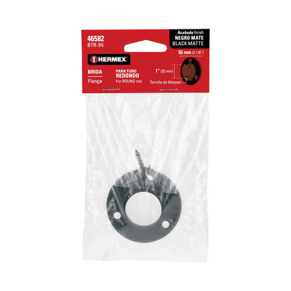 Brida negra para tubo redondo de closet, Hermex BTR-3N 46582 MM00