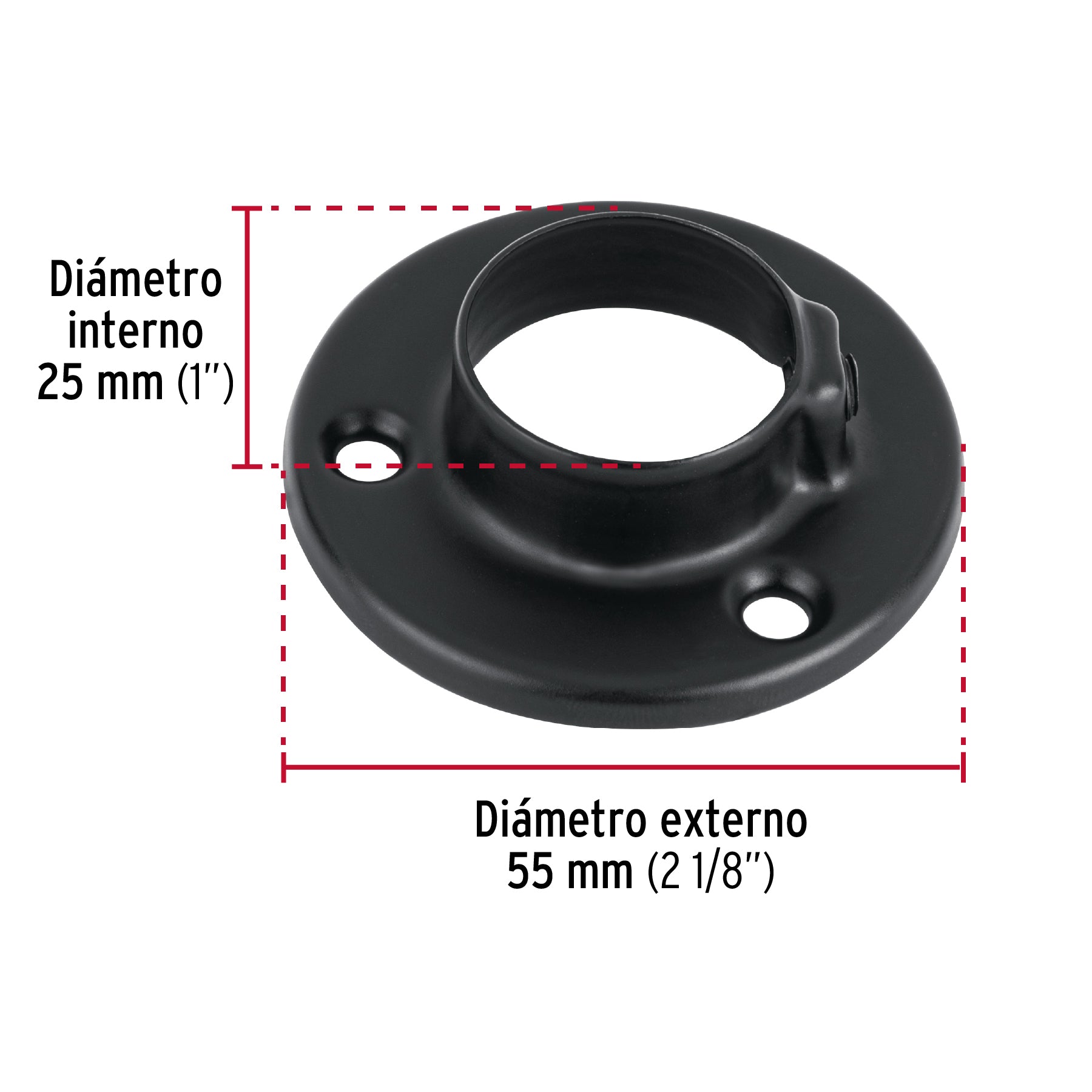 Brida negra para tubo redondo de closet, Hermex BTR-3N 46582 MM00