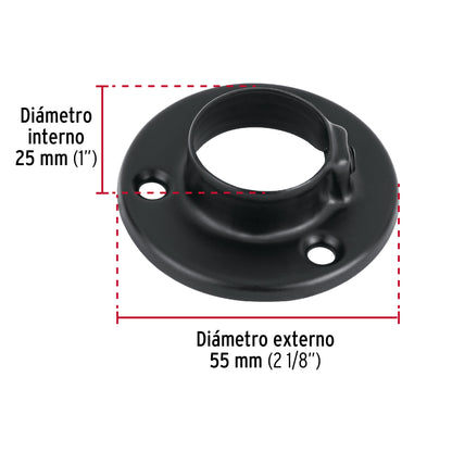 Brida negra para tubo redondo de closet, Hermex BTR-3N 46582 MM00