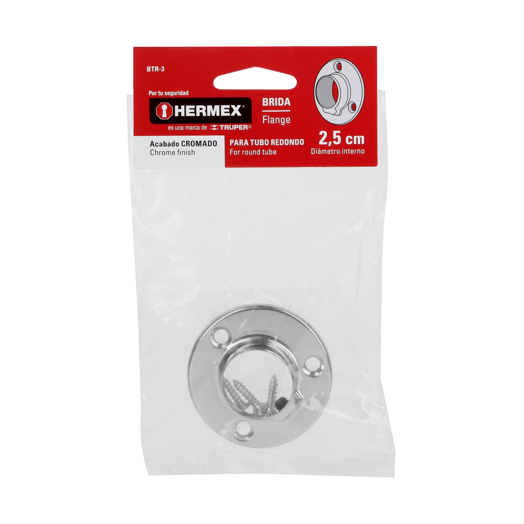 Brida cromada para tubo redondo de clóset, Hermex BTR-3 48975 MM00