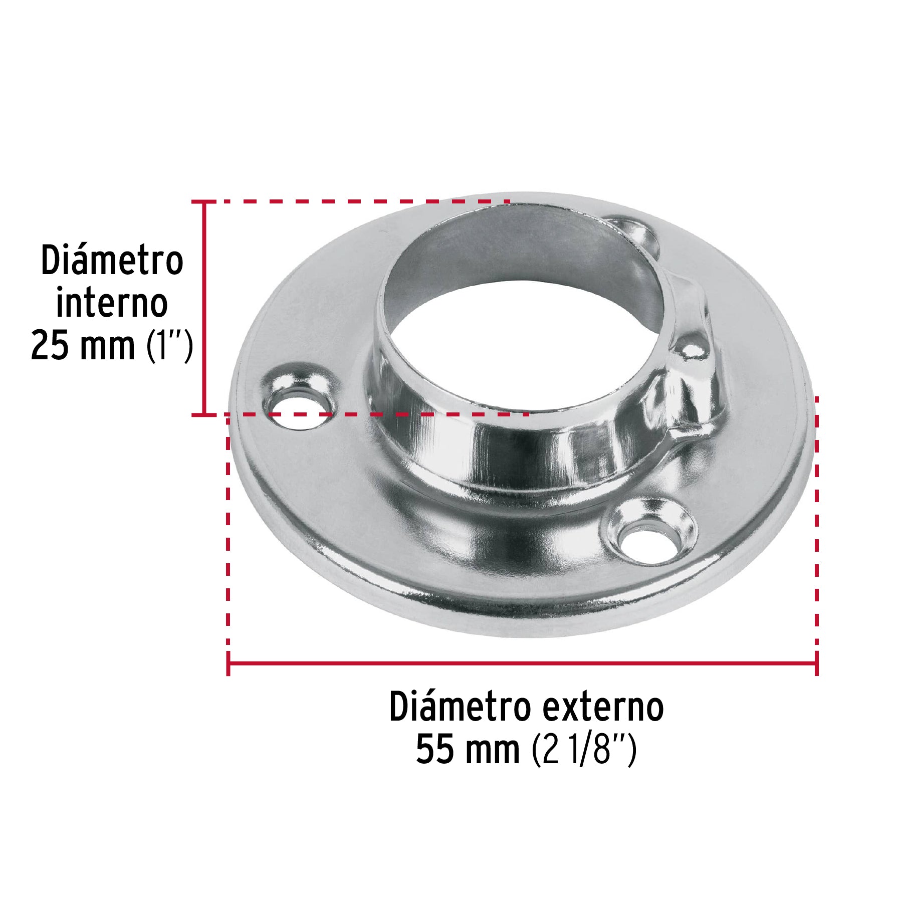 Brida cromada para tubo redondo de clóset, Hermex BTR-3 48975 MM00