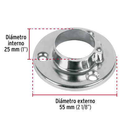 Brida cromada para tubo redondo de clóset, Hermex BTR-3 48975 MM00