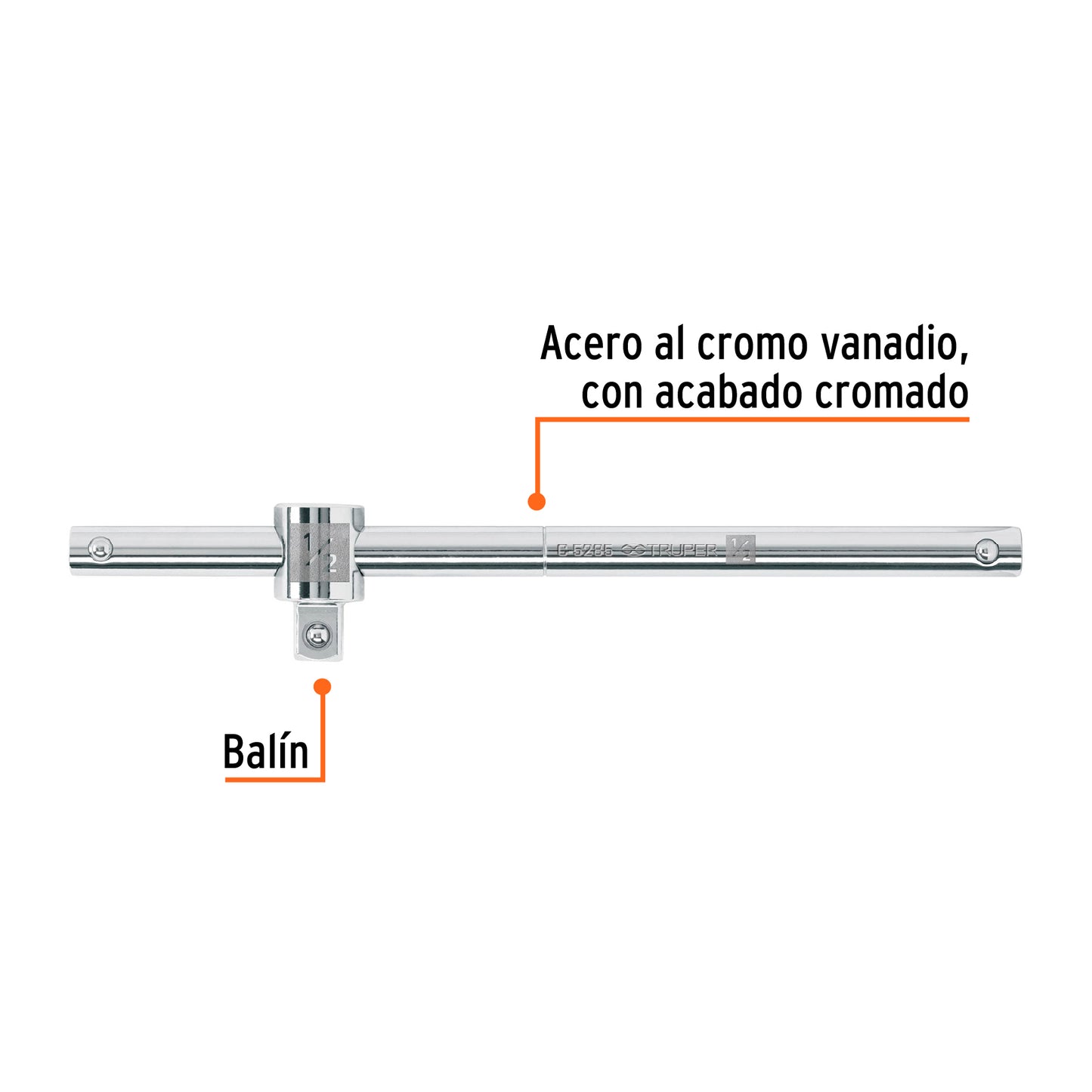 Barra corrediza para dados cuadro 1/2', Truper C-5285 13432 MM00