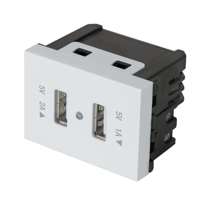 Toma con 2 puertos USB, 1.5 módulos, línea Española, blanco C2USB-EB 47057 MM00