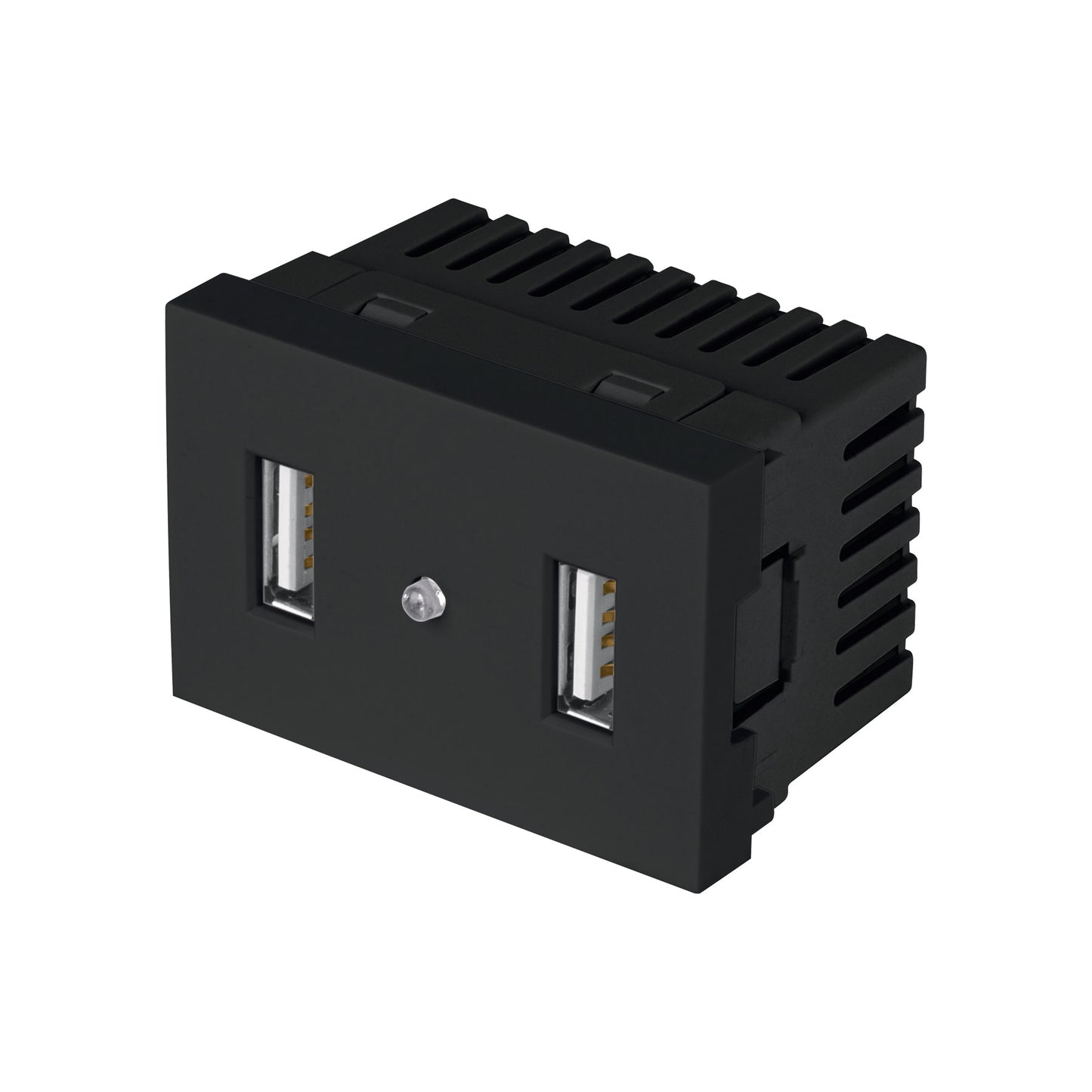 Toma con 2 puertos USB negro de 1.5 módulos, línea Lisboa C2USB-LN 47882 MM00