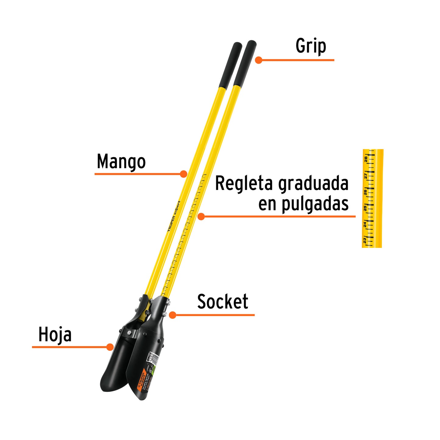 Cavador mangos de fibra de vidrio 48', Truper Expert CA-38F 11982 MM0