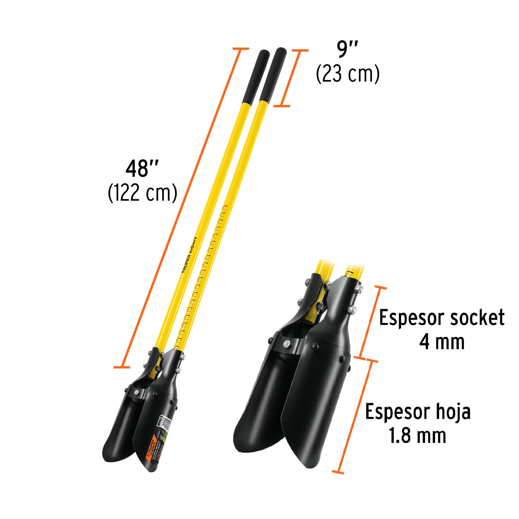 Cavador mangos de fibra de vidrio 48', Truper Expert CA-38F 11982 MM0