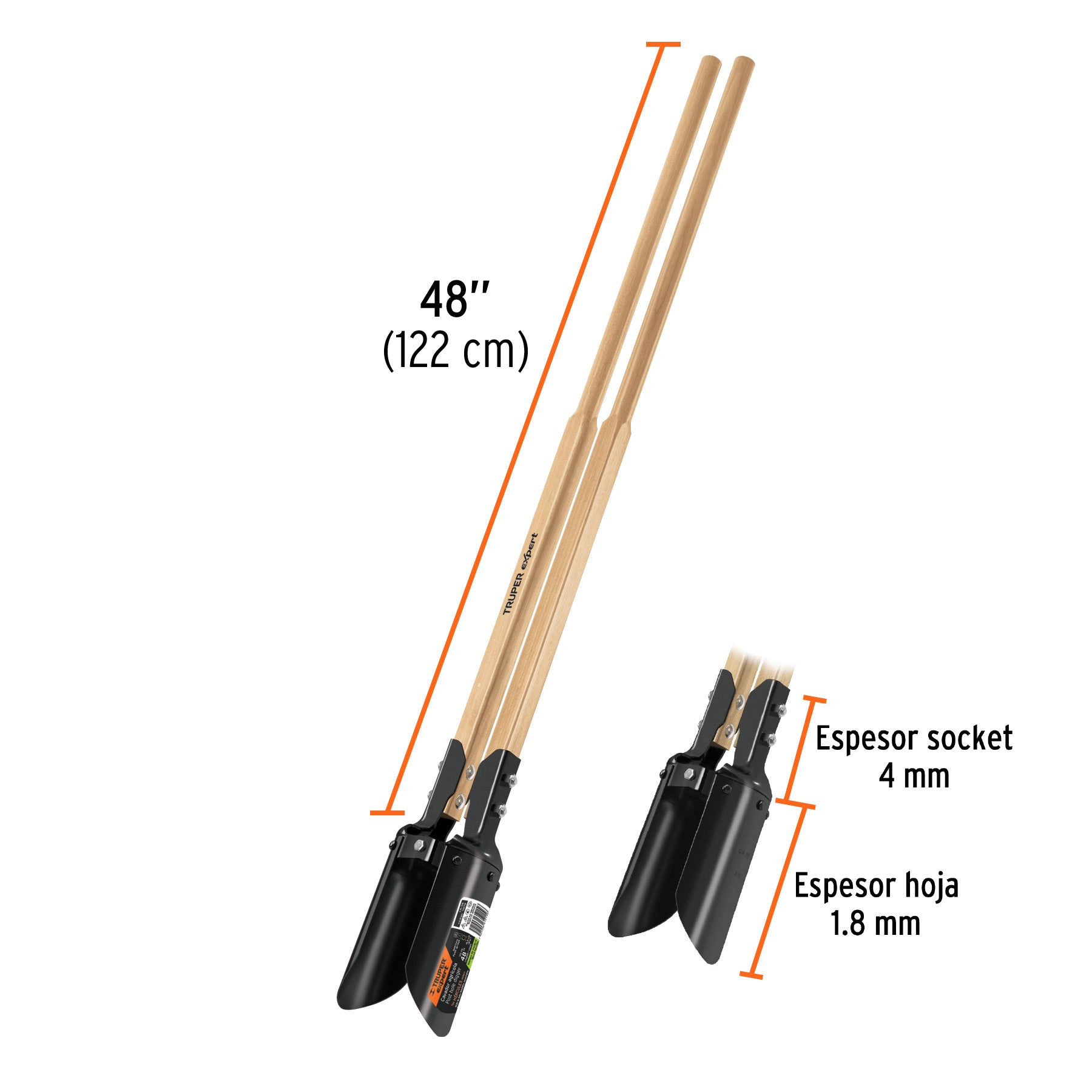 Cavador mangos de madera 48', Truper Expert CA-38 11979 MM0