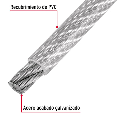 Metro de cable rígido 1/16' acero 7x7 recubierto PVC, 75 m CAB-1/16RX 44220 MM00